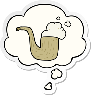 Düşünce baloncuklu karikatür borusu insan tarafından çizilmiş bir çıkartma.