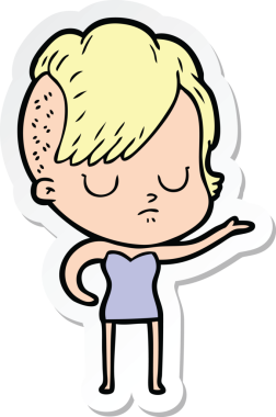 Bir insan tarafından çizilmiş bir karikatür kadının çıkartması.