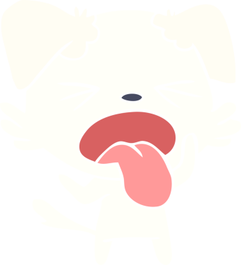 Düz renkli çizgi film. Bir insan tarafından çizilmiş iğrenç bir köpek.