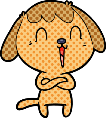 Bir insan tarafından çizilmiş şirin bir çizgi film köpeği.