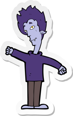 Bir insan tarafından çizilmiş bir vampir adamın çıkartması.