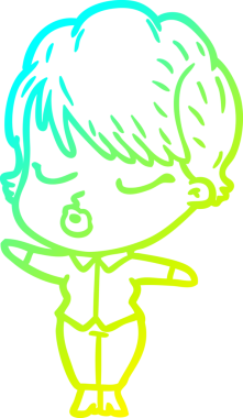 Bir insan tarafından çizilmiş gözleri olan bir karikatür kadın çizimi