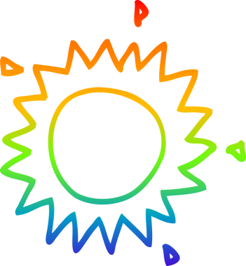 gökkuşağı gradyan çizgi çizimi bir insan tarafından çizilmiş bir çizgi güneş