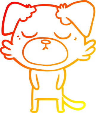 Bir insan tarafından çizilmiş sevimli bir köpeğin sıcak çizgi çizgisi.