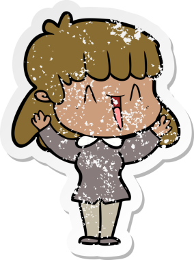 Bir insan tarafından çizilmiş karikatür bir kadının sıkıntılı çıkartması.