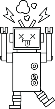 Bir insan tarafından çizilmiş robot arızasının çizgi çizimi