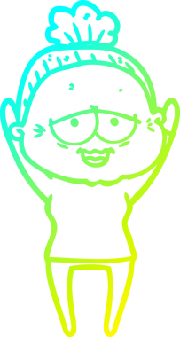 Bir insan tarafından çizilmiş, mutlu, yaşlı bir kadının çizdiği soğuk çizgi.