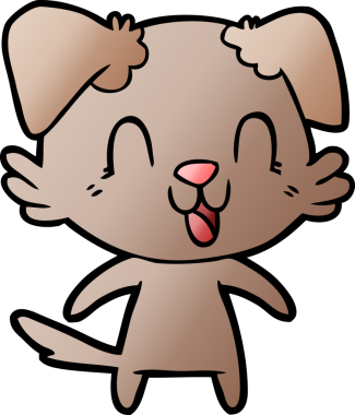 Bir insan tarafından çizilmiş gülen çizgi film köpeği.