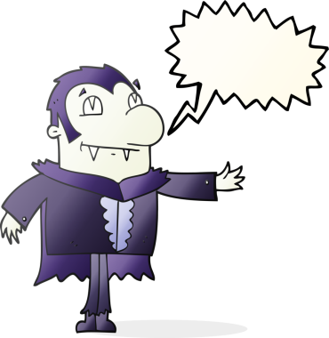 Bir insan tarafından çizilmiş serbest konuşma balonu karikatürü vampiri.