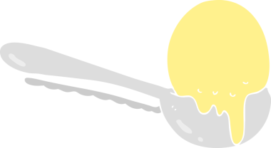 Bir insan tarafından çizilen dondurma kepçesinin düz renk çizimi