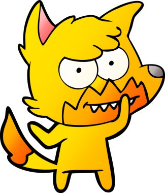 Bir insan tarafından çizilmiş tilki çizgi film karakteri