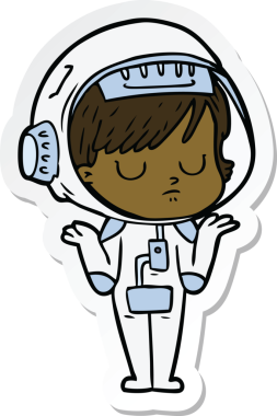 Bir insan tarafından çizilmiş astronot bir kadının çıkartması.