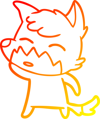 Bir insan tarafından çizilmiş bir tilkinin sıcak çizgi çizimi