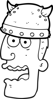 Bir insan tarafından çizilmiş siyah beyaz çizgi film çığlık atan savaşçı adam.