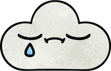 Bir insan tarafından çizilmiş üzgün bir bulutun retro grunge deseni.