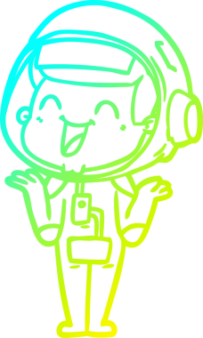 Bir insan tarafından çizilmiş mutlu bir astronotun soğuk gradyan çizimi.