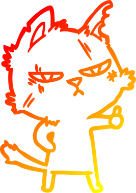 Sert bir çizgi film kedisinin insan tarafından çizilmiş sıcak çizgi çizimi.