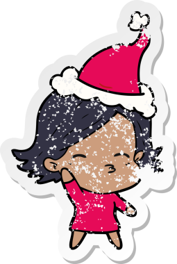 Bir insan tarafından çizilmiş Noel Baba şapkası giymiş bir kadının el yazısı.