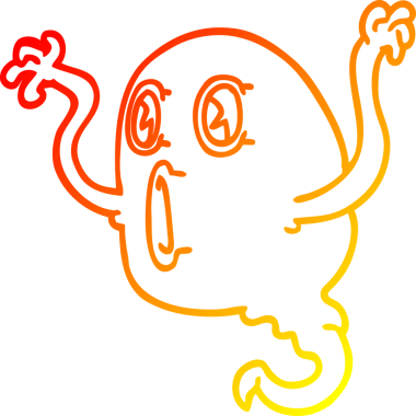 Bir insan tarafından çizilmiş ürkütücü bir çizgi film hayaletinin sıcak çizgi çizimi