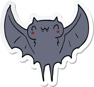 Bir insan tarafından çizilmiş karikatür yarasasının çıkartması.