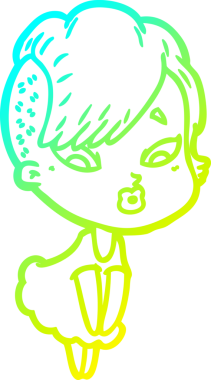 Bir karikatür çizimi, bir insan tarafından çizilmiş bir kızı şaşırttı.