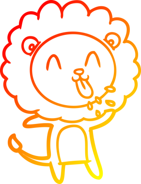 Bir insan tarafından çizilmiş mutlu çizgi film aslanının sıcak çizgi çizimi