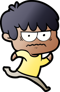 Bir insan tarafından çizilmiş sinirli çizgi film çocuğu.