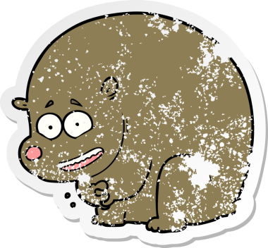 Bir insan tarafından çizilmiş karikatür ayısının sıkıntılı çıkartması.