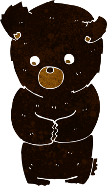 Bir insan tarafından çizilmiş sevimli çizgi film kara ayısı.