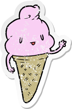 Bir insan tarafından çizilmiş tatlı bir karikatür dondurmasının sıkıntılı çıkartması.