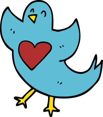 Bir insan tarafından çizilmiş kalbi olan karalama kuşu.