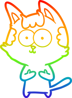 gökkuşağı gradyan çizimi mutlu çizgi film kedisi bir insan tarafından çizildi