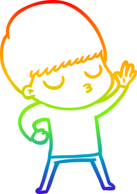 Gökkuşağı gradyan çizgi çizimi bir insan tarafından çizilmiş sakin bir çocuk