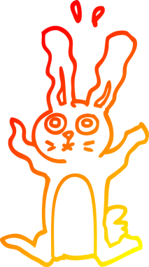 Bir insan tarafından çizilmiş, korkmuş bir tavşanın çizgi çizimi.