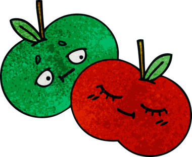 Bir insan tarafından çizilmiş sulu bir elmanın retro grunge deseni.