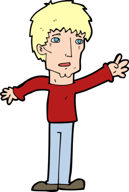 Çizgi film endişeli bir adam bir insan tarafından çizilmiş