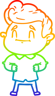 gökkuşağı gradyanı çizimi bir insan tarafından çizilmiş mutlu bir çizgi film adamı