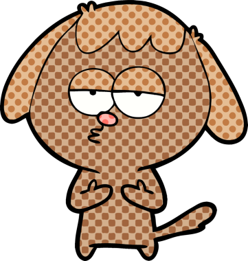 Bir insan tarafından çizilmiş, sıkılmış bir köpek.