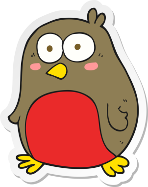 Bir insan tarafından çizilmiş Robin çizgi filminin çıkartması.