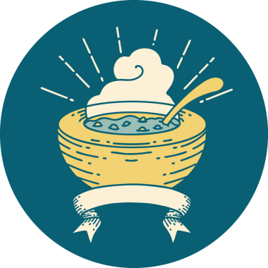 Bir insan tarafından çizilmiş bir çorba kasesinin simgesi.