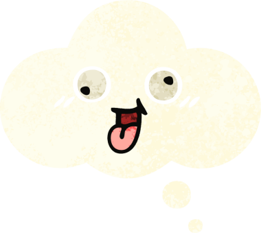 Bir insan tarafından çizilen düşünce baloncuğunun retro çizim tarzı karikatürü