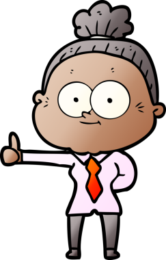 Bir insan tarafından çizilmiş mutlu yaşlı kadın çizgi filmi.