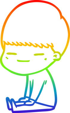 Gökkuşağı gradyan çizgi çizimi. Bir insan tarafından çizilmiş kendini beğenmiş bir çocuk.