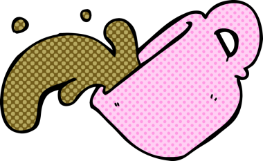 Bir insan tarafından çizilmiş çizgi film kahve dökülmüş.