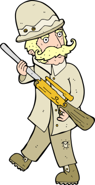 bir insan tarafından çizilmiş büyük oyun avcısı çizgi filmi