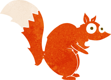 Bir insan tarafından çizilmiş komik ürkmüş sincap çizgi filmi