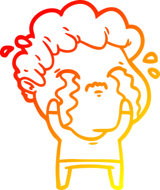 Bir insan tarafından çizilmiş ağlayan bir çizgi film karakteri çizimi.