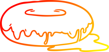 Bir insan tarafından çizilmiş çizgi film donutunun sıcak gradyan çizimi