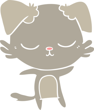 Bir insan tarafından çizilmiş şirin düz renkli çizgi film köpeği.