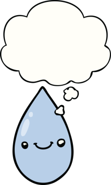 Bir insan tarafından çizilmiş düşünce baloncuklu tatlı yağmur damlası.